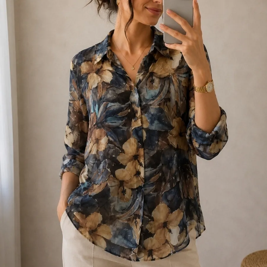 شومیز حریر گلگلی