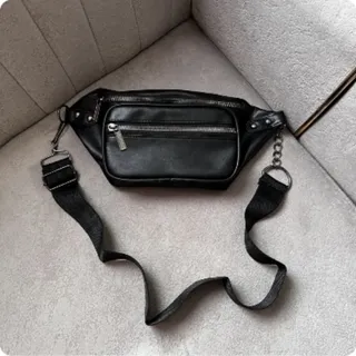 کیف کمری مشکی چرم مصنوعی