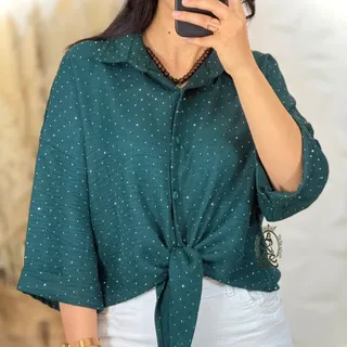 شومیز گره ای نگین دار