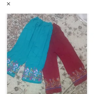 شلوار نخی خنک گلدوزی