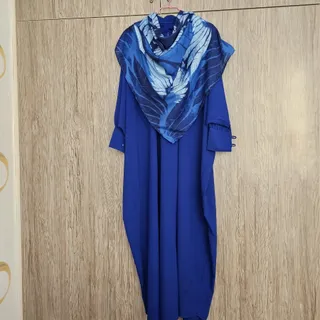 عباو روسری ست آبی کاربنی