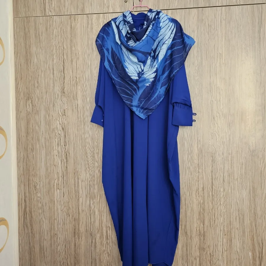 عباو روسری ست آبی کاربنی