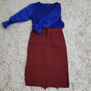 دامن زنانه کتان زرشکی
