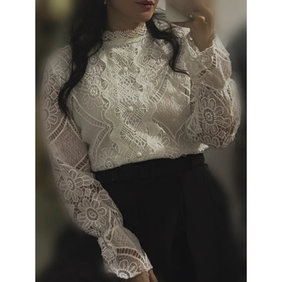 شومیز گیپور دانتل سفید