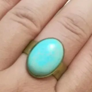 انگشتر برنجی سنگ آبی