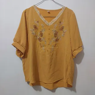 شومیز زرد ابروبادی گلدوزی