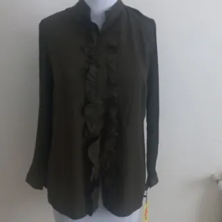 شومیز یشمی آستین پلیسه