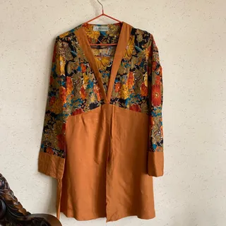 تونیک نارنجی گل دار نخی