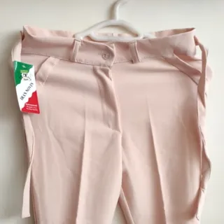 شلوار راسته کمردار گلبهی