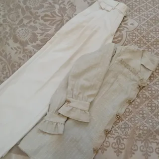شومیز شلوار کرم سفید