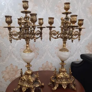 شمعدان برنز و سنگ