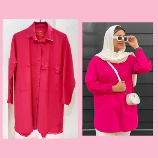 شومیز مانتویی سرخابی