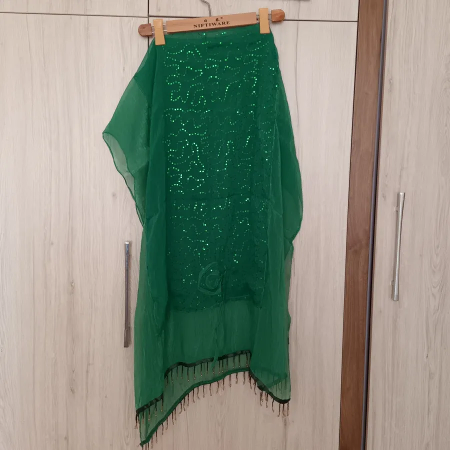شال حریر سبز مجلسی