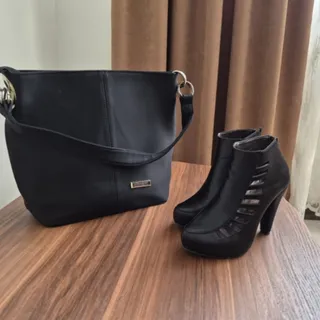 ست کیف و کفش مشکی مجلسی