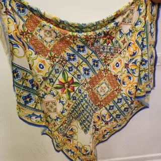 روسری آبرنگی قلم آبی