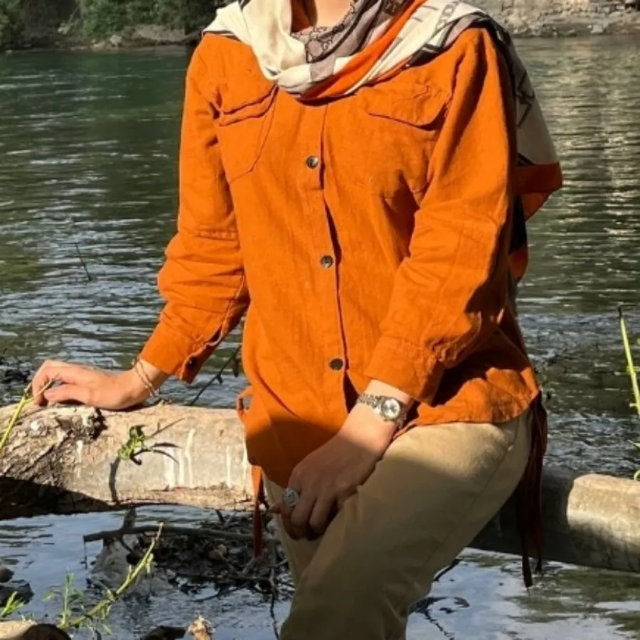 شومیز لینن آجری