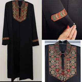 مانتو مشکی سوزن دوزی