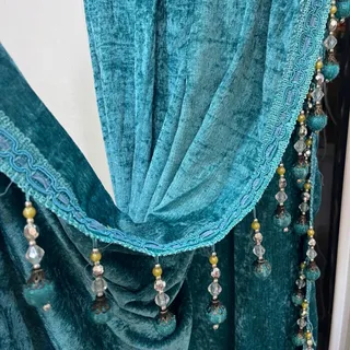 یالان پرده فیروزه ای