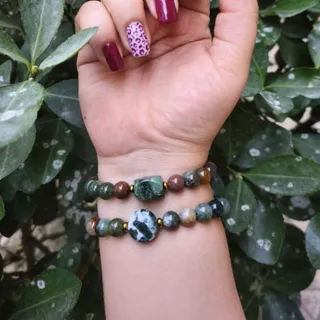 دستبند سنگ عقیق خزه ای