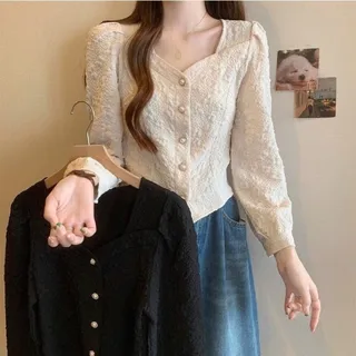 شومیز کراپ دکمه مروارید