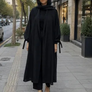 مانتو حریر راه‌راه مشکی