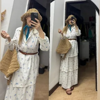 پیراهن چین چینی گلداربلند