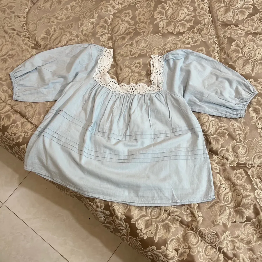 شومیز نخی ابی پاستیلی