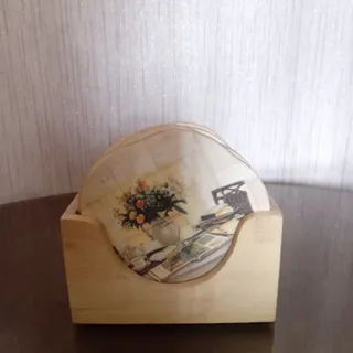 زیر لیوانی چوبی گلاسه