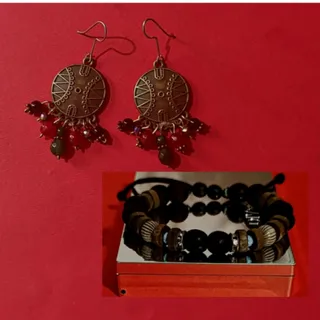 دستبند چوبی گوشواره سنتی