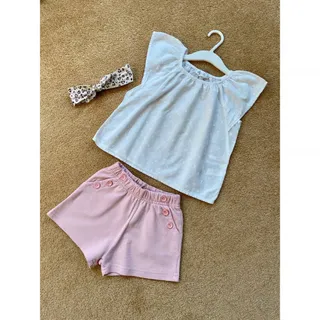 بلوز h&m و شلوارک نخی