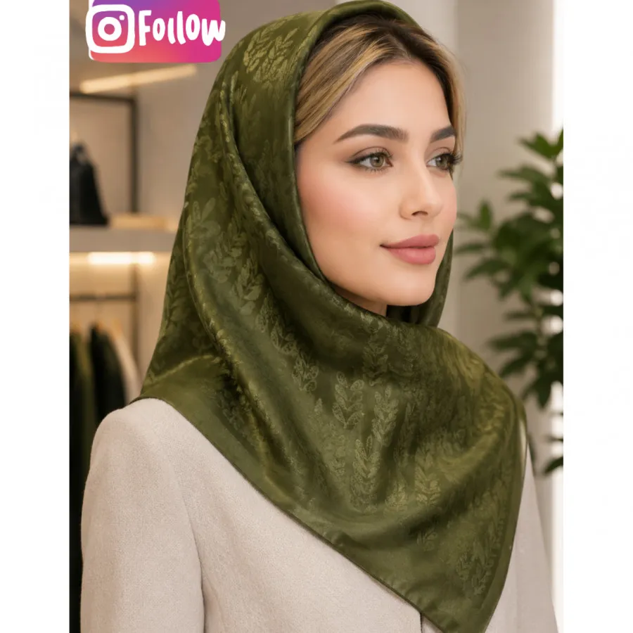 روسری مجلسی ابریشمی سبز