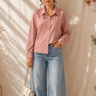 شومیز راه راه صورتی