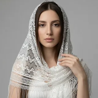 روسری توری سفید سه گوش