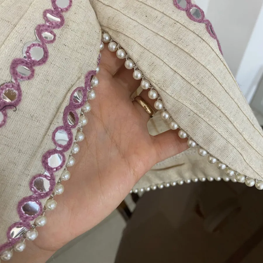 کت لینن آینه دوزی
