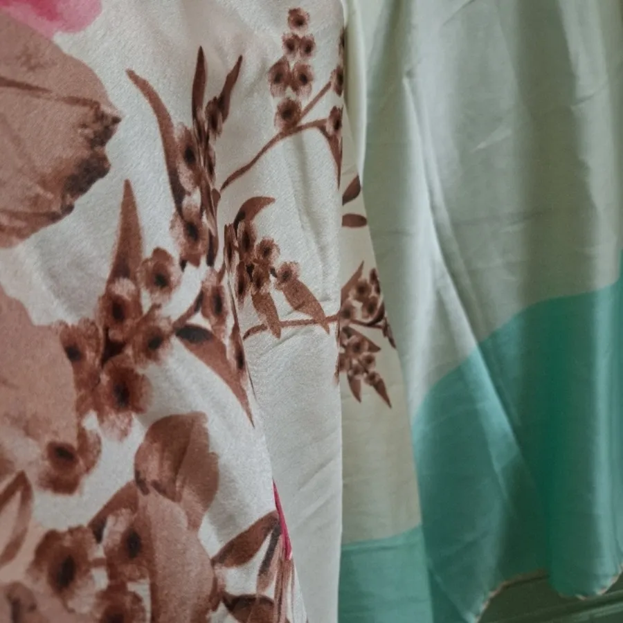 روسری ابریشم دور دست دوز