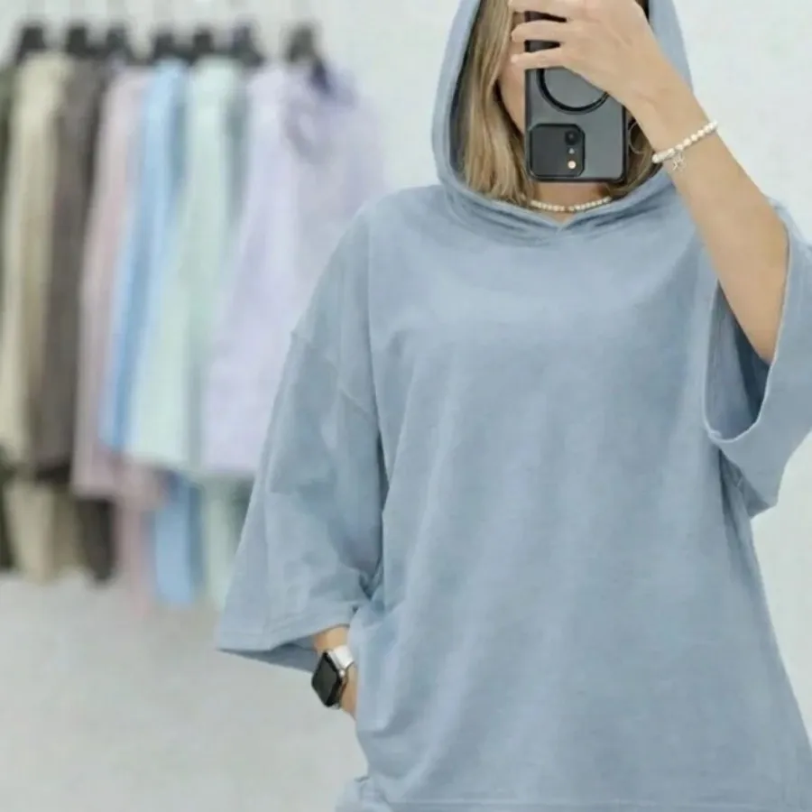 تیشرت باکسی کلاهدار