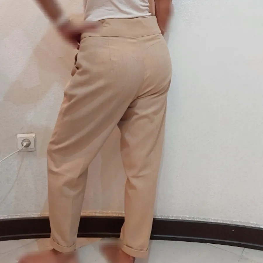 شلوار لینن کرم 40