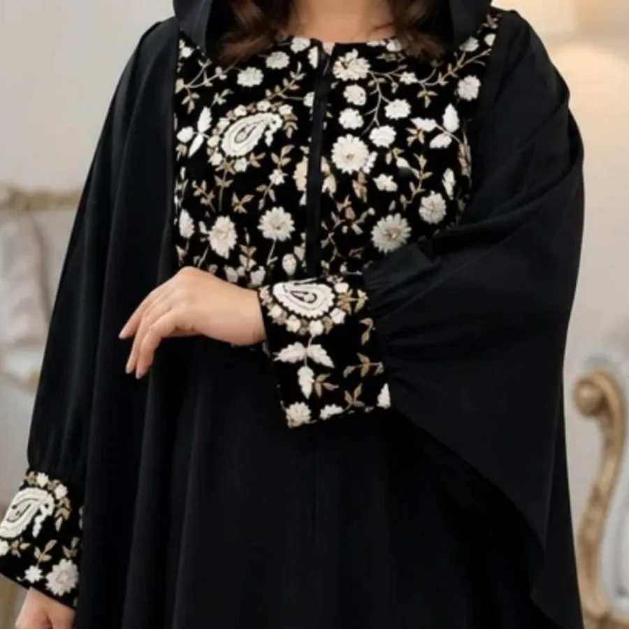مانتو عبا مشکی گلدوزی