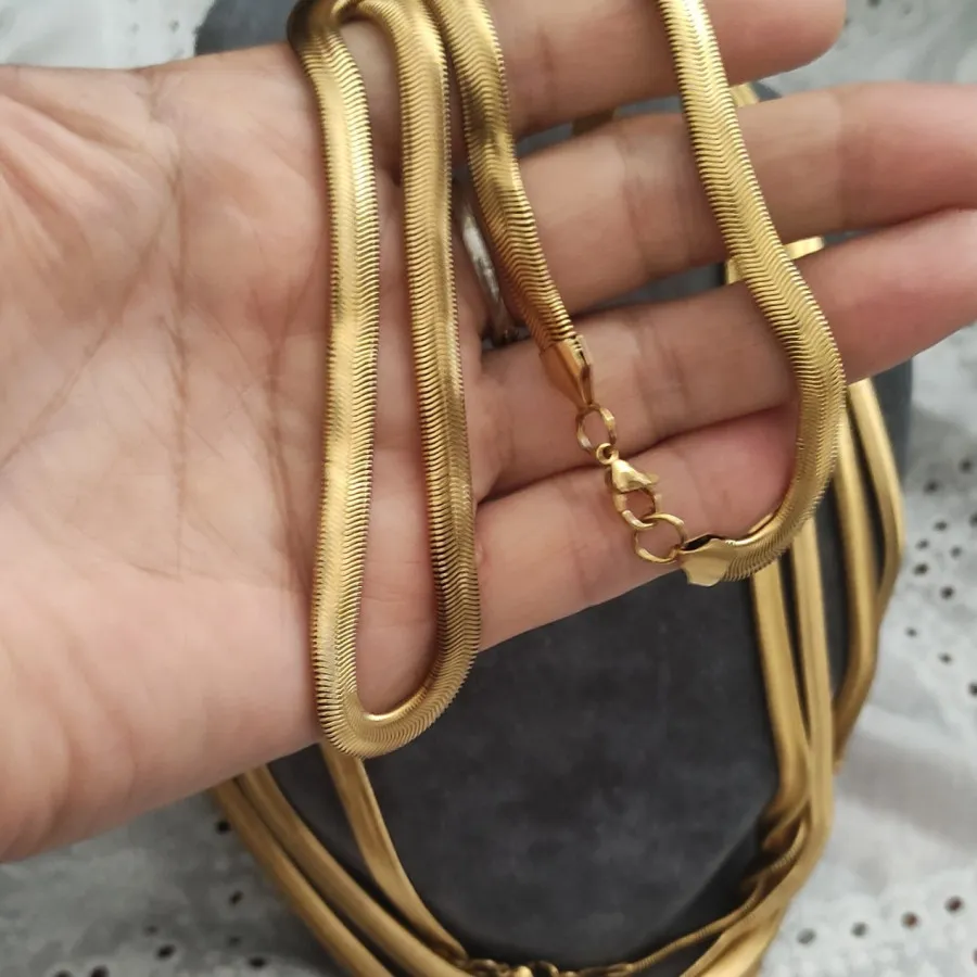 گردنبند ماری پهن کپی طلا