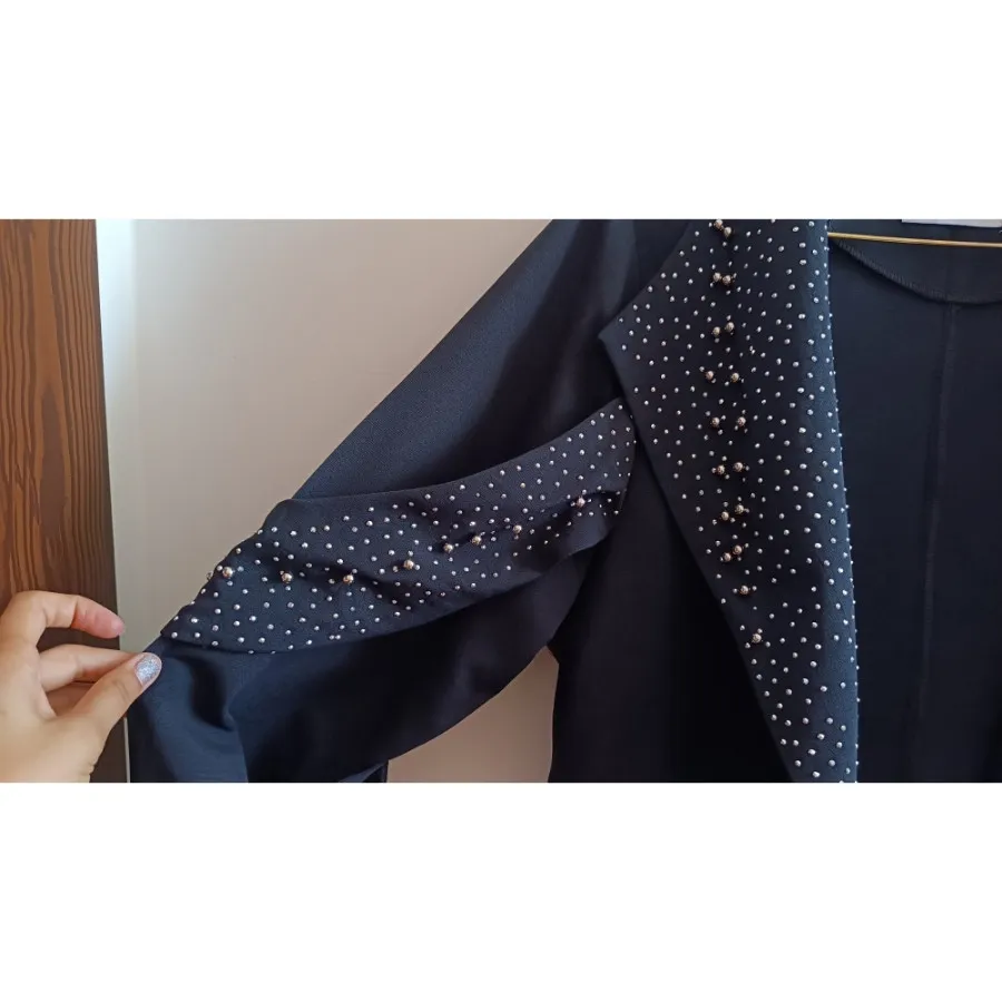 مانتو مشکی نگین دار
