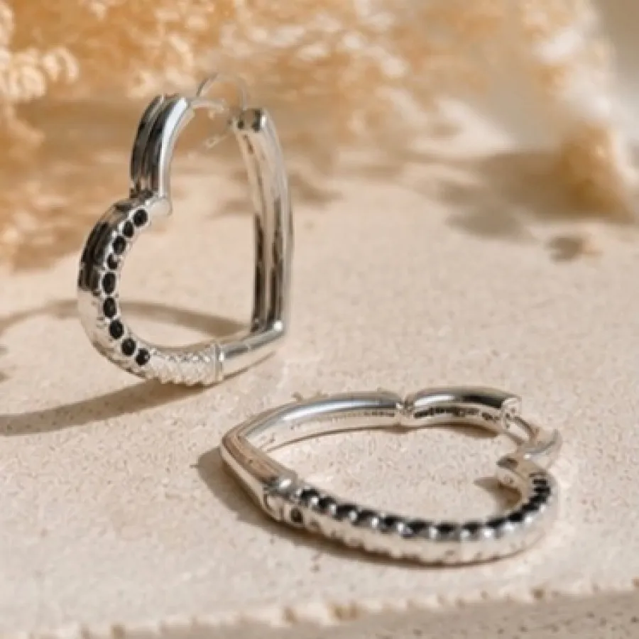گوشواره قلب نقره‌ای
