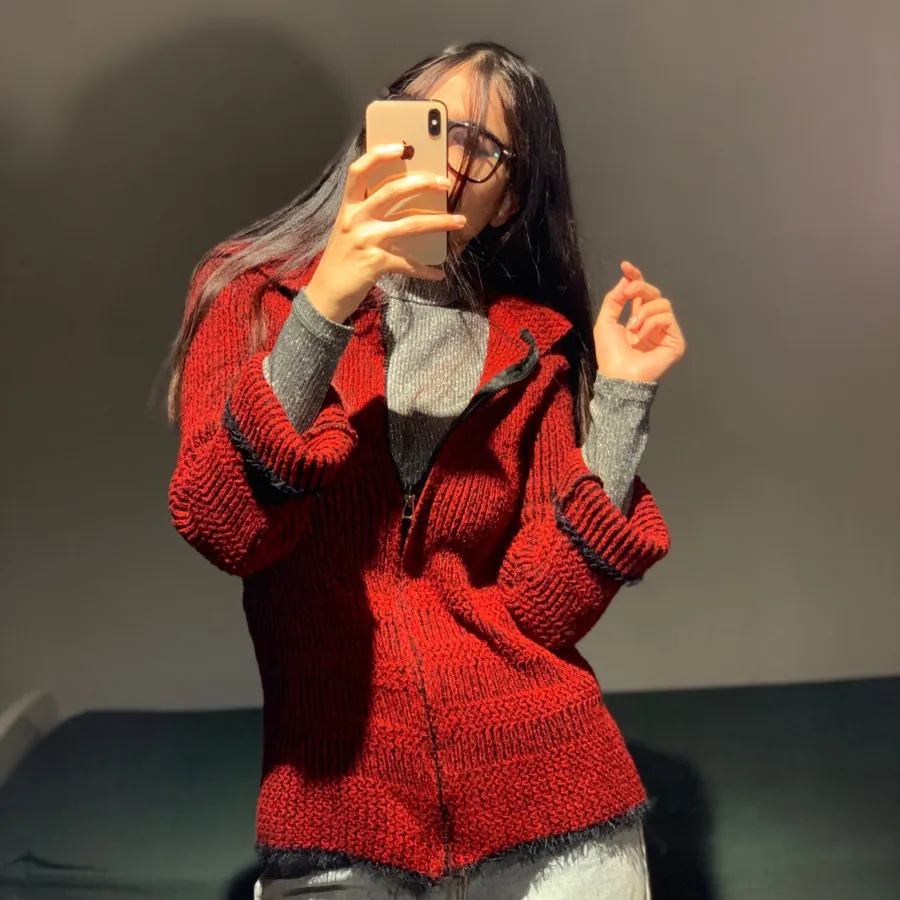 سوییشرت بافت زرشکی