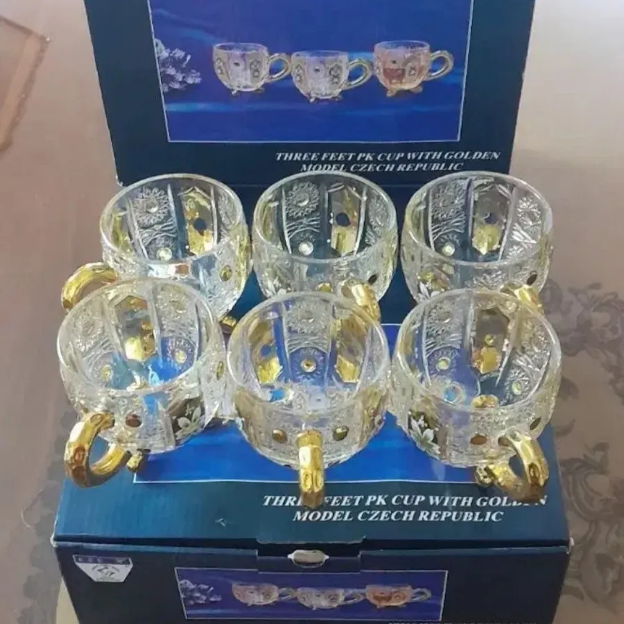 فنجان چای خوری طلاکوب چک