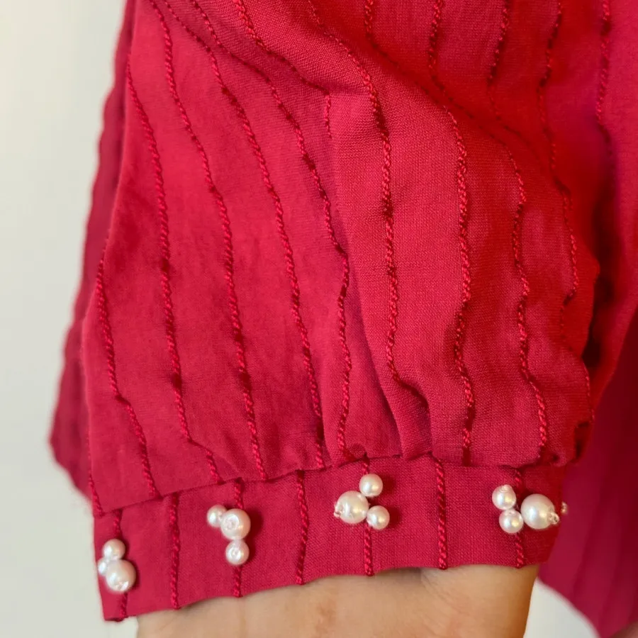 شومیز سرخابی نخی
