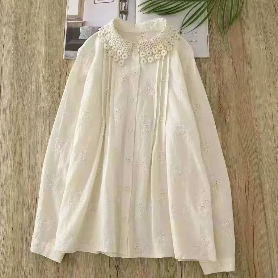 شومیز گلدوزی یقه گیپور