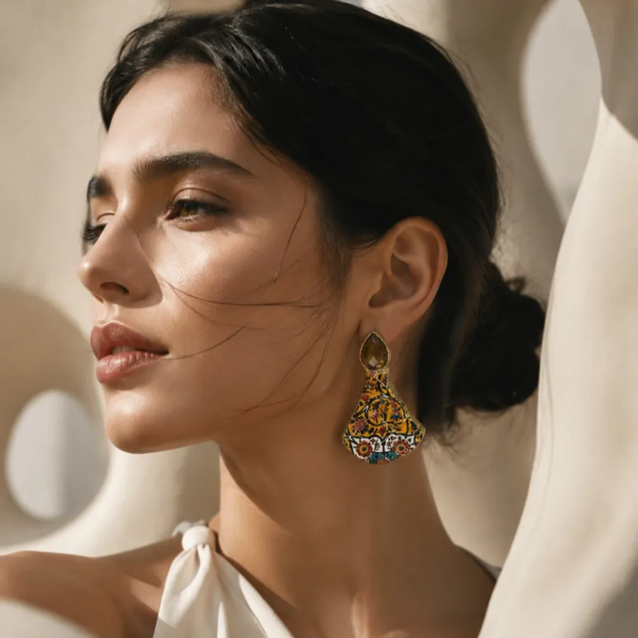 گوشواره دست ساز طرح کاشی