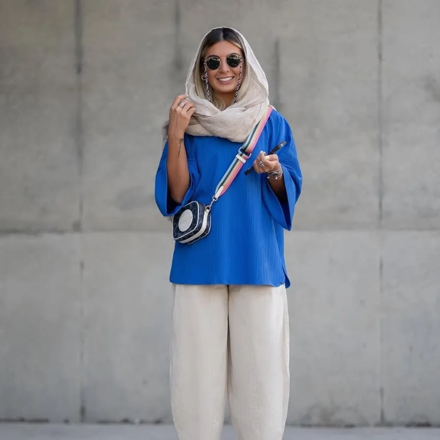 شومیز تی‌شرت جلوبسته آبی