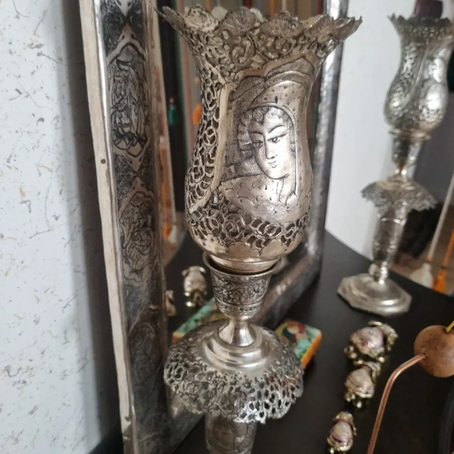 اینه شمعدان طرح نقره