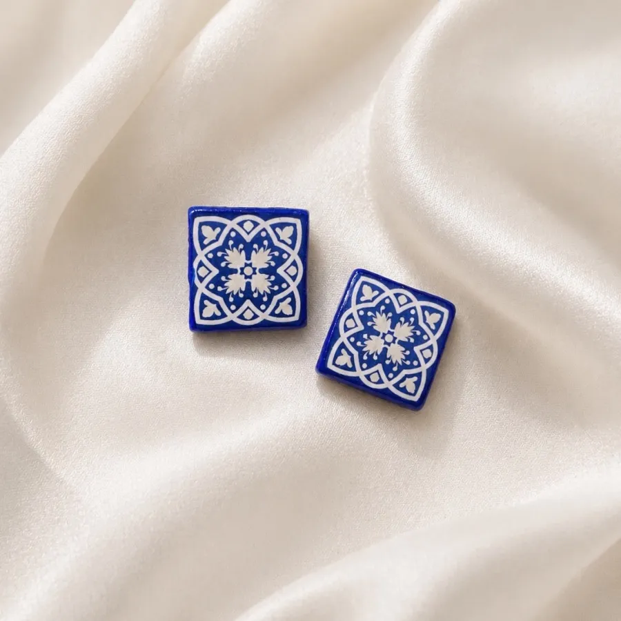 گوشواره دستساز طرح کاشی