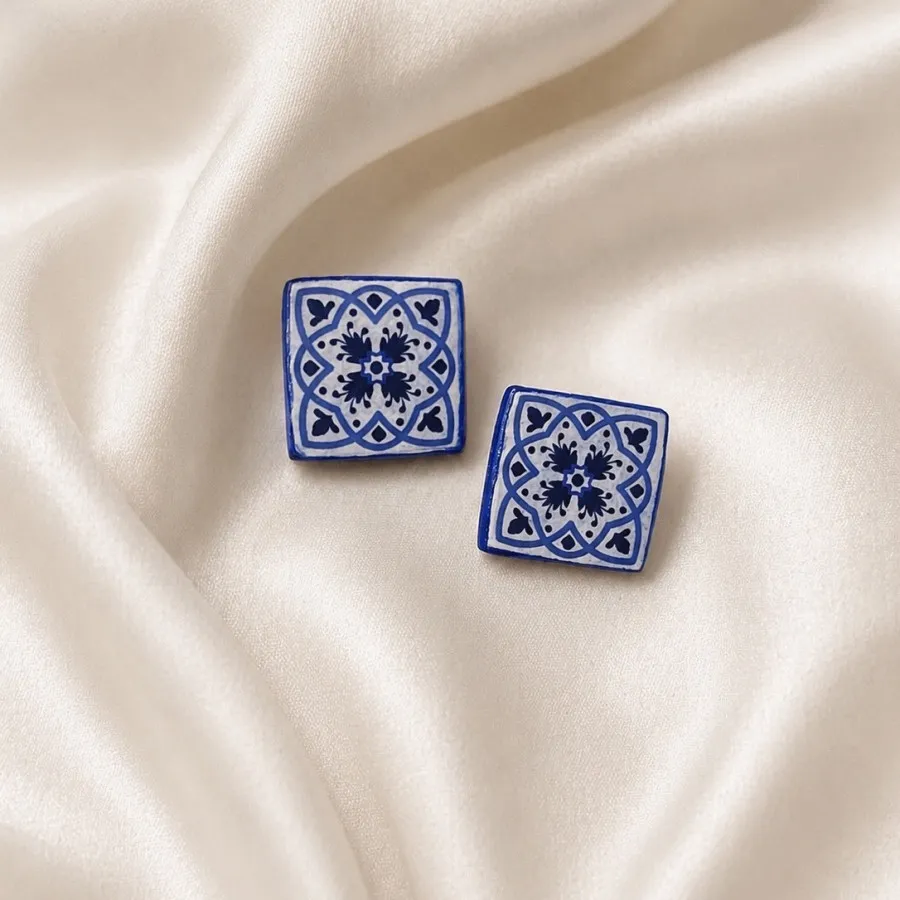 گوشواره دستساز طرح کاشی